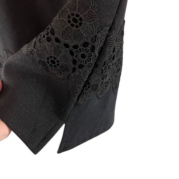 Talbots Black 3/4 Sleeve Lace Trim Sweatshirt Size Medium - Picture 5 of 7